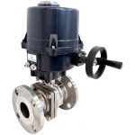 JV241046 – Electrically Actuated Fire Safe Two-Piece Stainless Steel Ball Valve, Flanged PN16/40